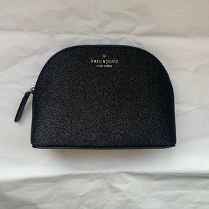 Kate Spade Dome Cosmetic Pouch- Black Glitter